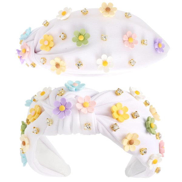Multicolor Acrylic Floral Beaded Jeweled Headband