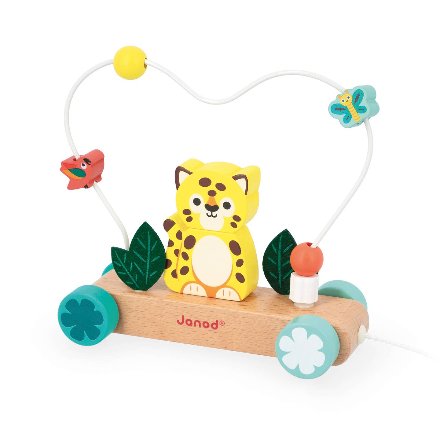 Tropik Pull-Along Jaguar Wooden Stacker Bead Toy