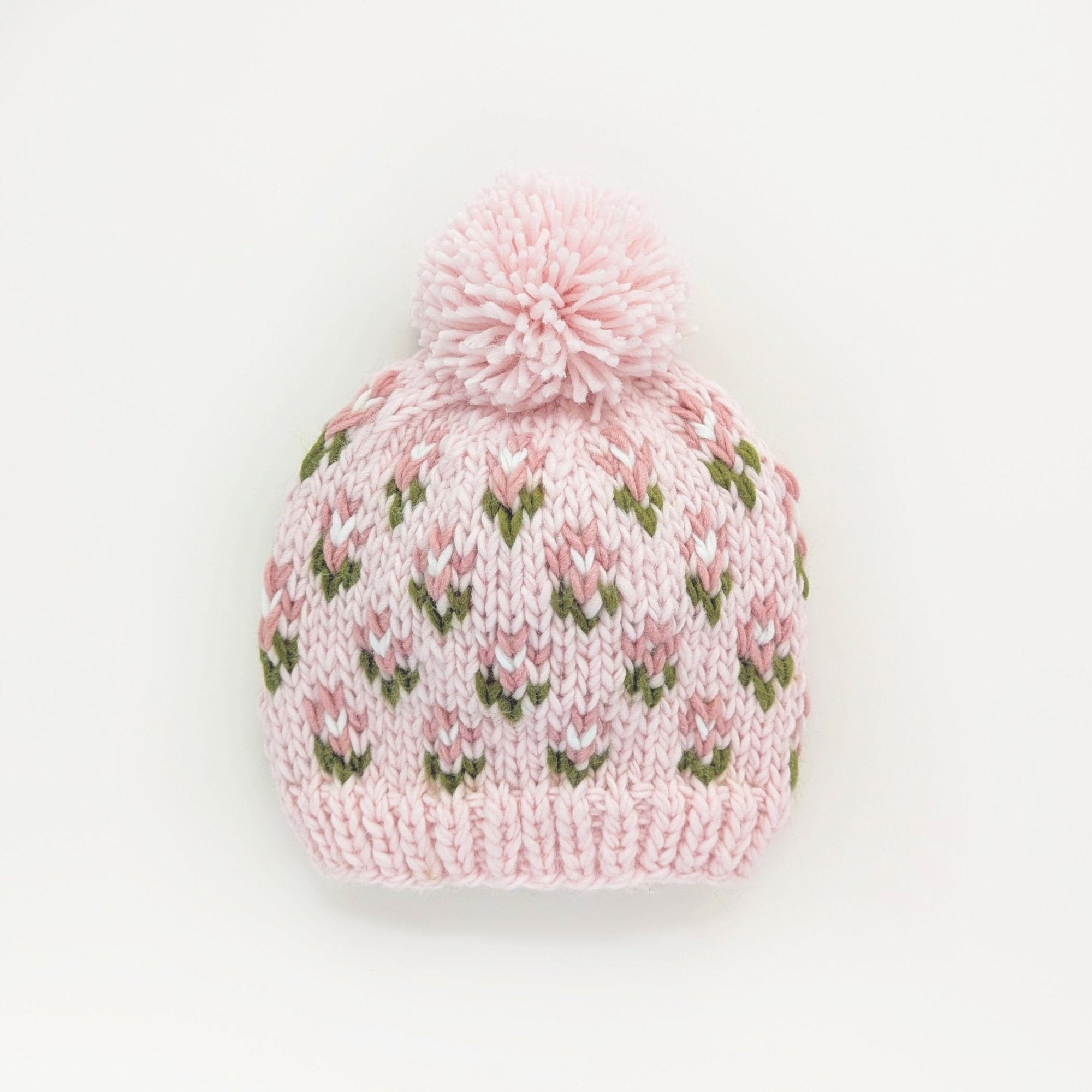 Bitty Blooms Blush Knit Beanie Hat