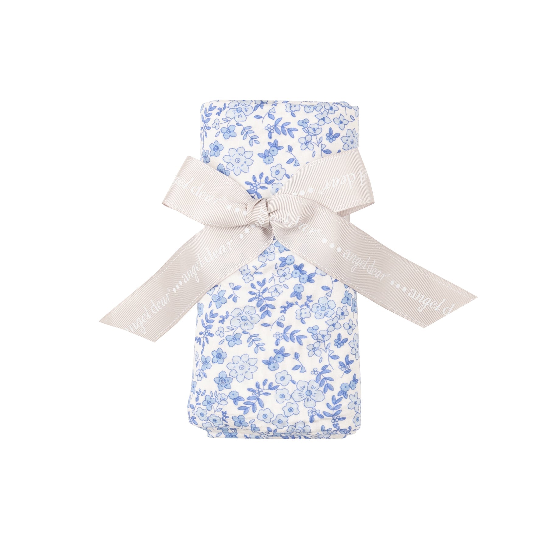 Blue Calico Floral Bamboo Swaddle Blanket