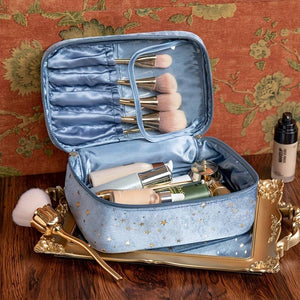 Starry Sky Velvet Travel Makeup Bag | Silver