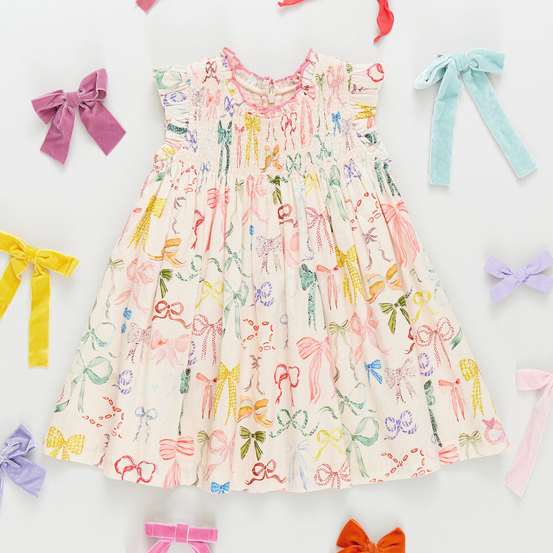 Girls Stevie Dress | Watercolor Bows