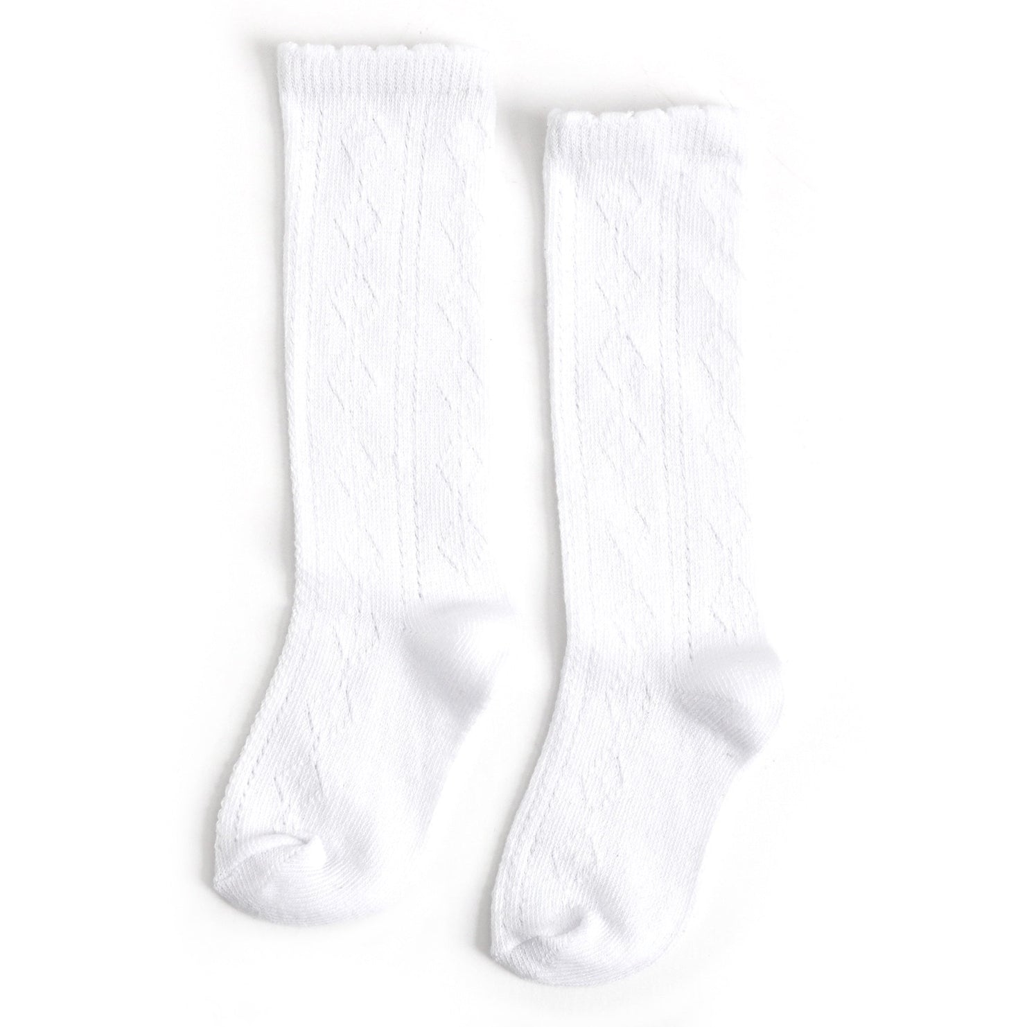 Scalloped Fancy Knee High Socks | White