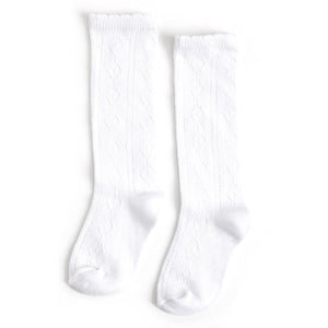 Scalloped Fancy Knee High Socks | White