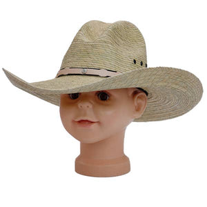 Kids Beige Natural Palm Straw Cowboy Hat