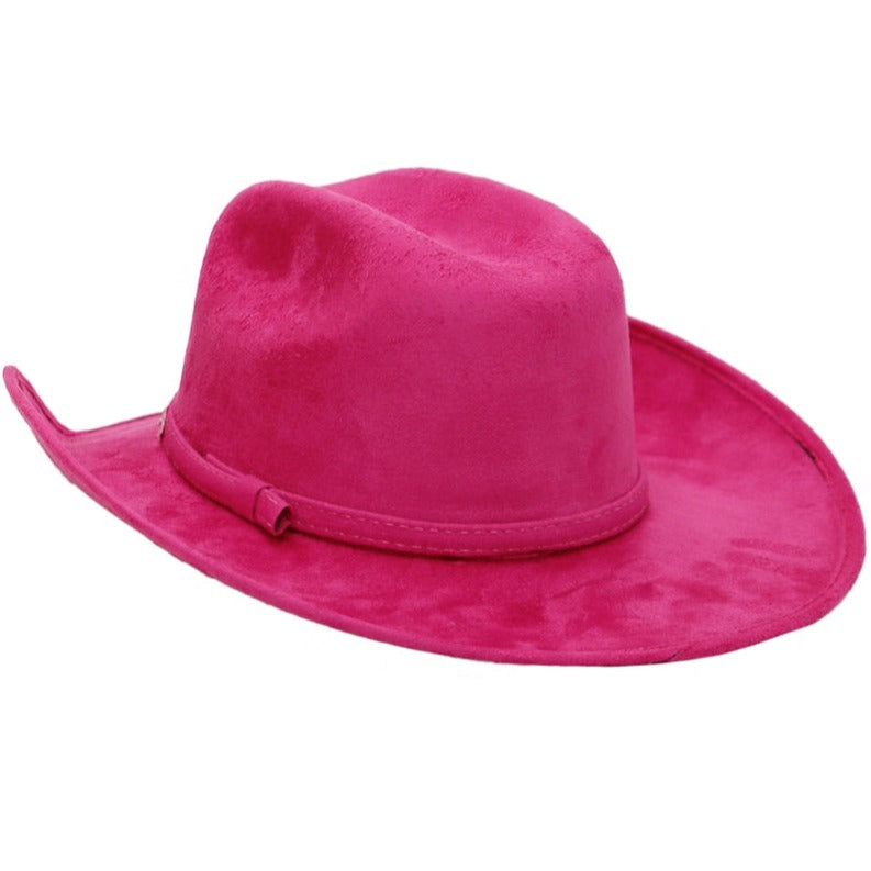 Kids Hot Pink Faux Nubuck Suede Elite Crafted Cowboy Hat