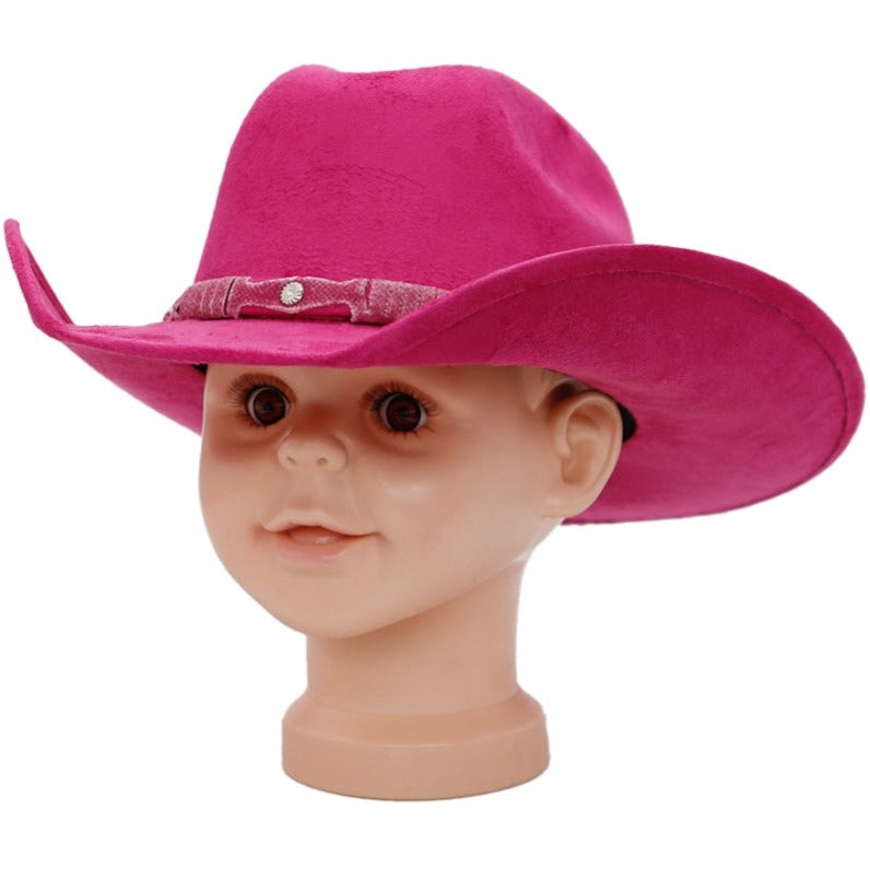 Kids Hot Pink Faux Nubuck Suede Elite Crafted Cowboy Hat