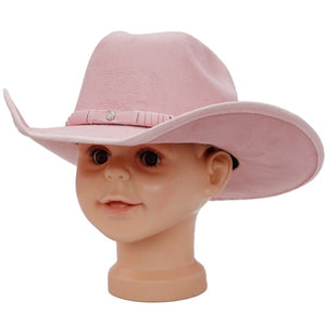 Kids Powder Pink Faux Nubuck Suede Elite Crafted Cowboy Hat