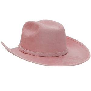 Kids Powder Pink Faux Nubuck Suede Elite Crafted Cowboy Hat