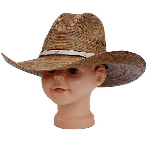 Kids Tan Natural Palm Straw Cowboy Hat