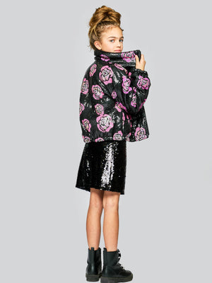 Black Sequined Mini Skirt