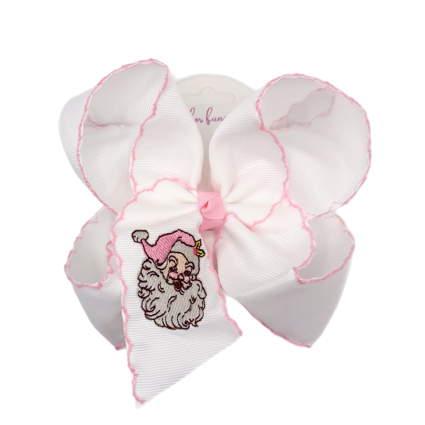 Pink Santa Moonstitch Grosgrain Hair Bow