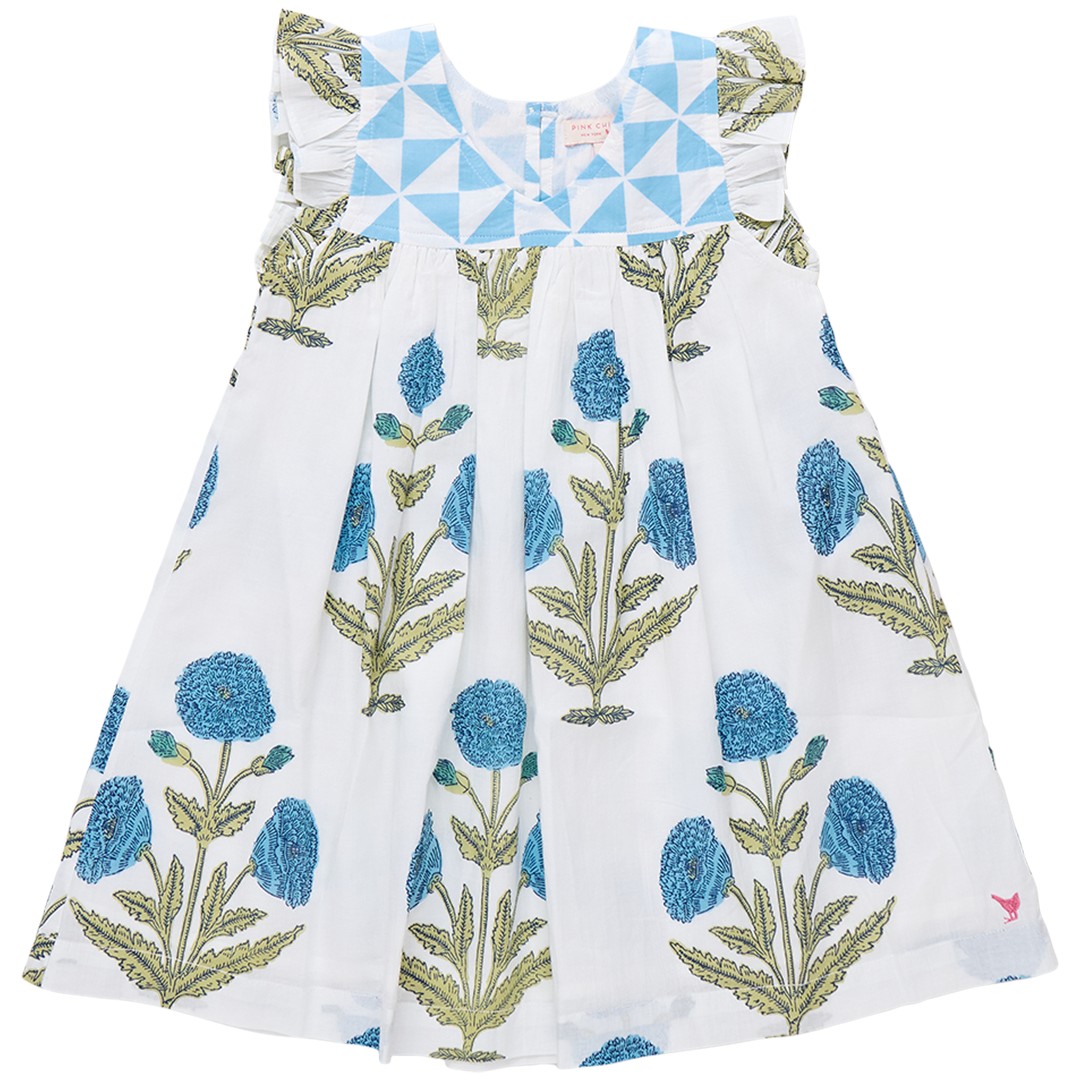 Courtney Dress | Blue Oversized Dandelion