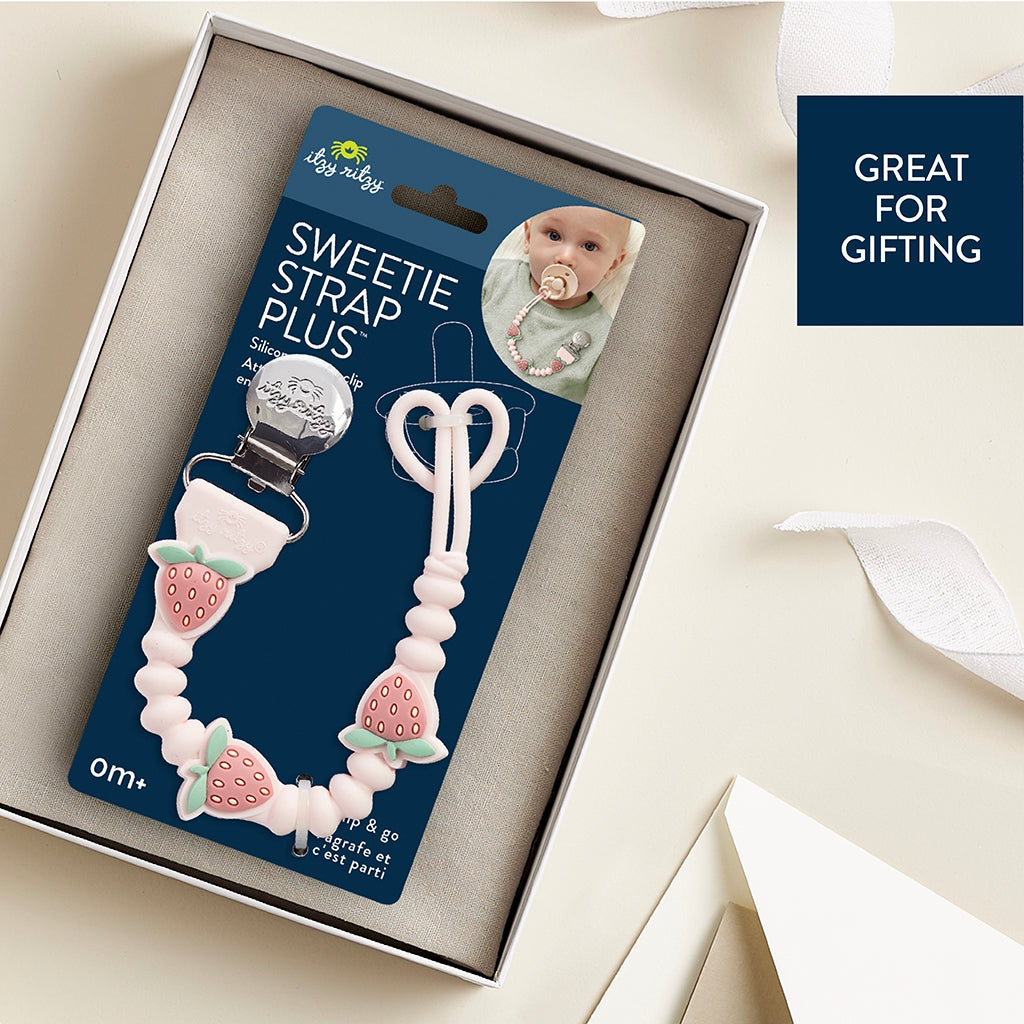 Sweetie Strap™ Plus Silicone One-Piece Pacifier Clip | Strawberry