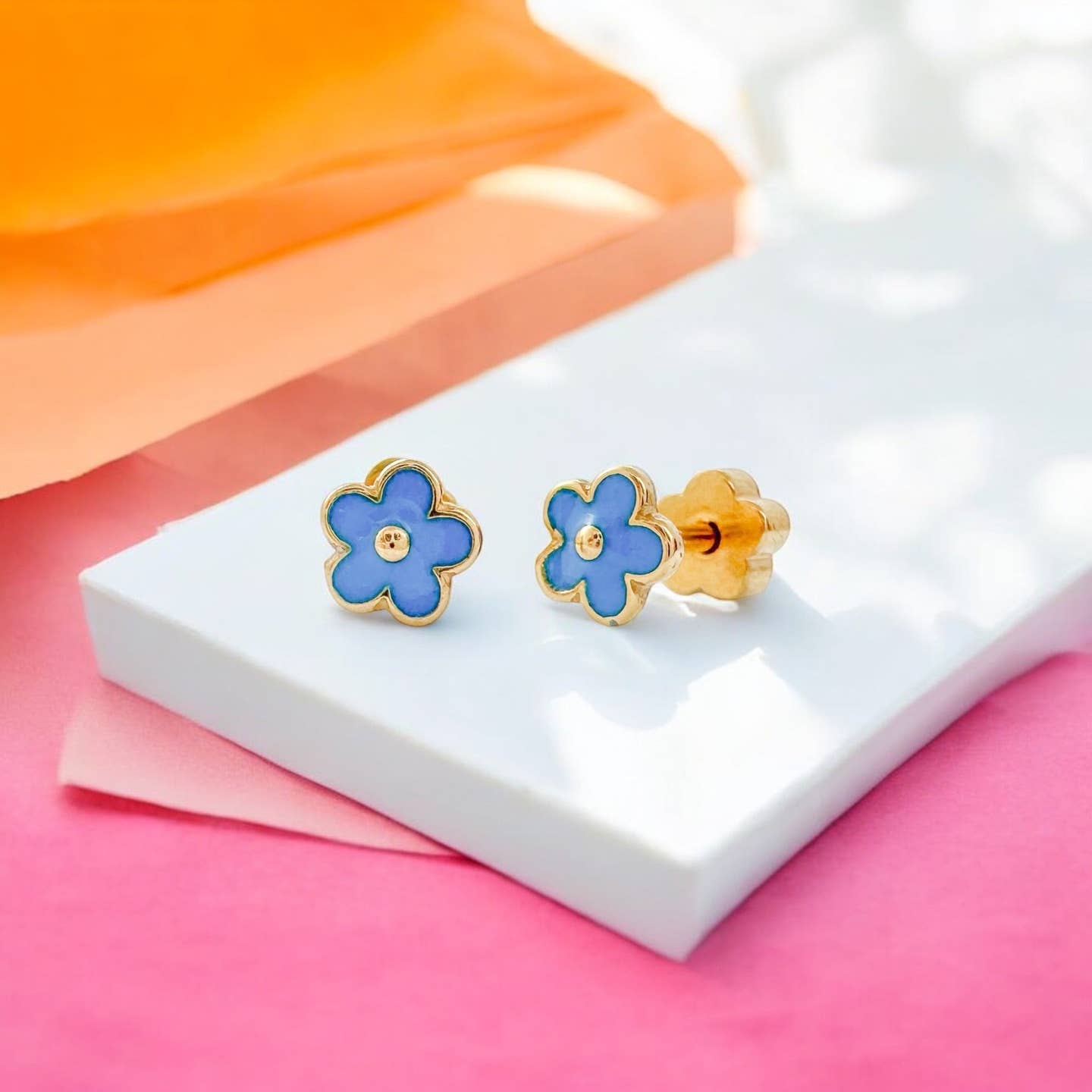 Blue Flowers Tiny Stud Kids Earrings