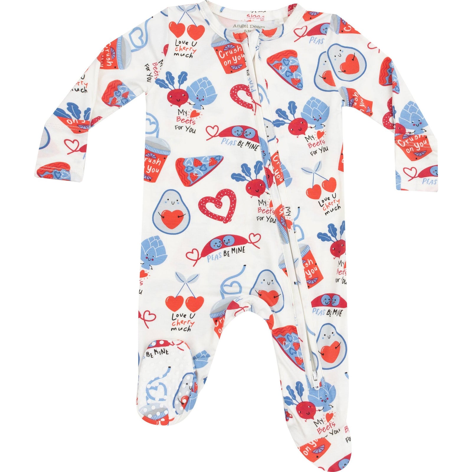 Love You Foodie Much Blue Bamboo 2 Way Zipper Footie