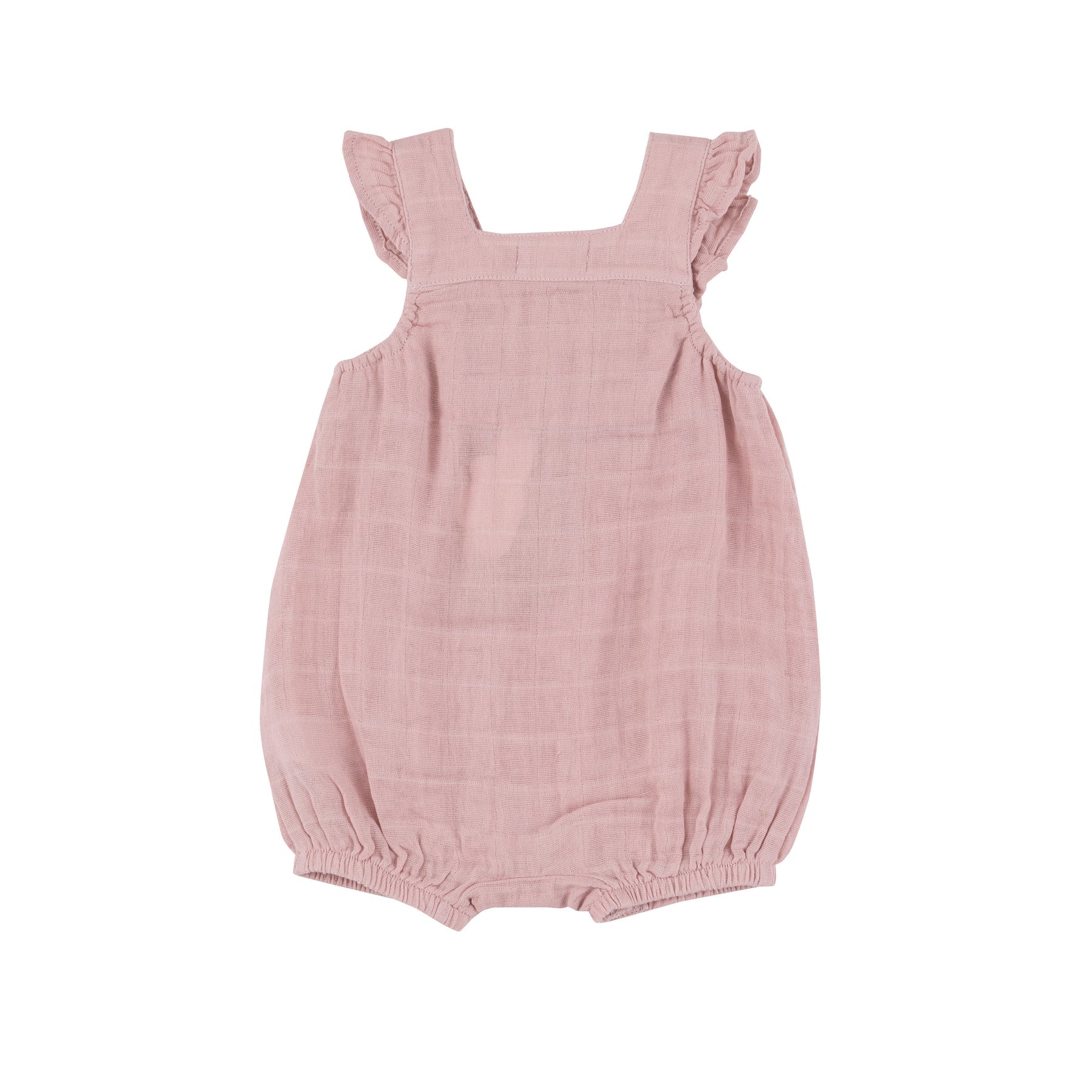 Dusty Pink Muslin Smocked Front Overall Shortie