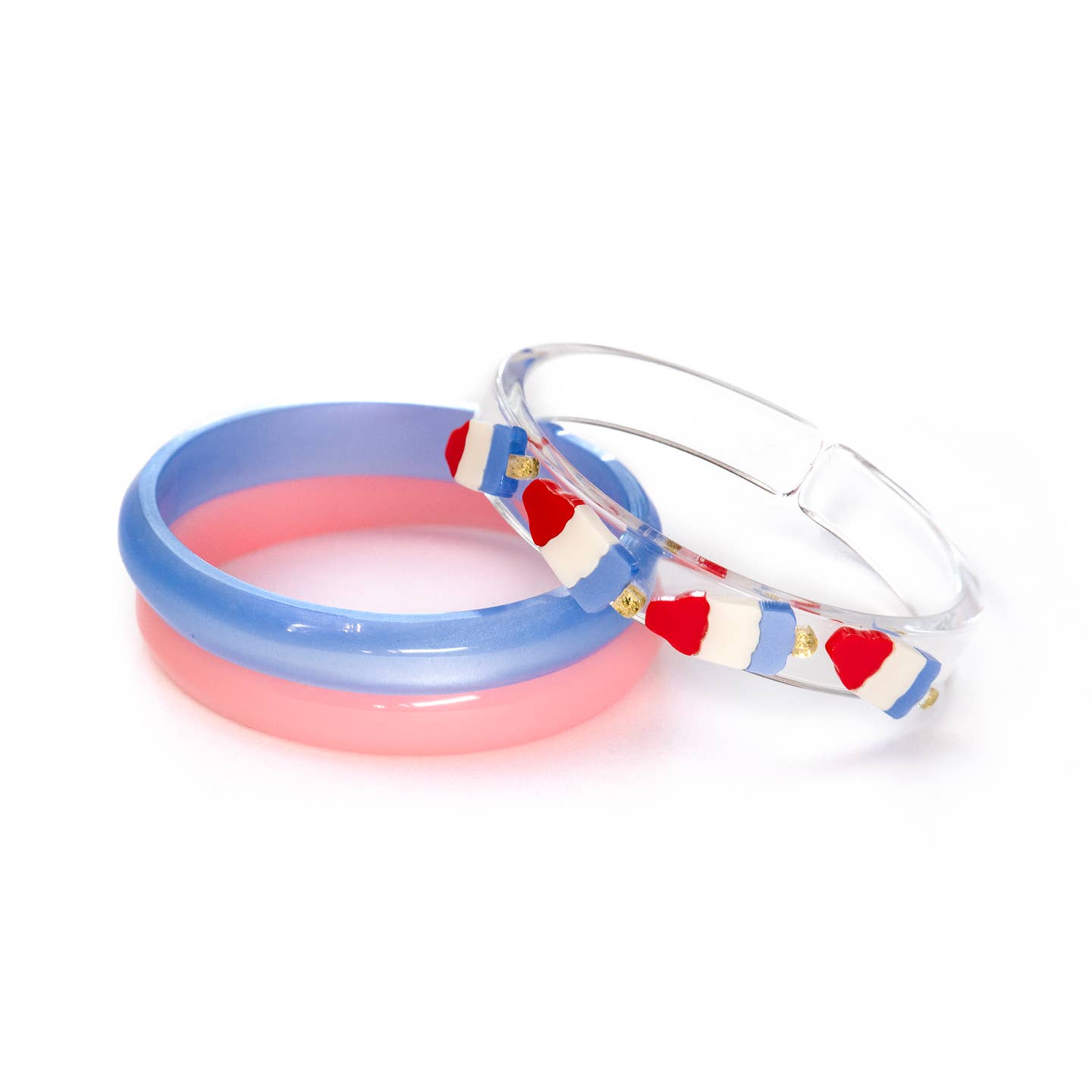 Popsicle Red Blue Acrylic Bangle Bracelets | Set of 3