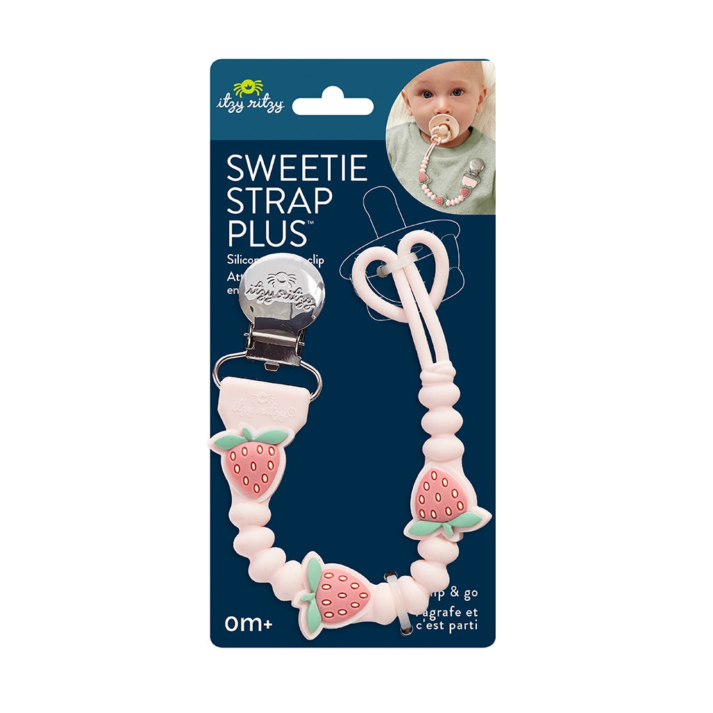 Sweetie Strap™ Plus Silicone One-Piece Pacifier Clip | Strawberry