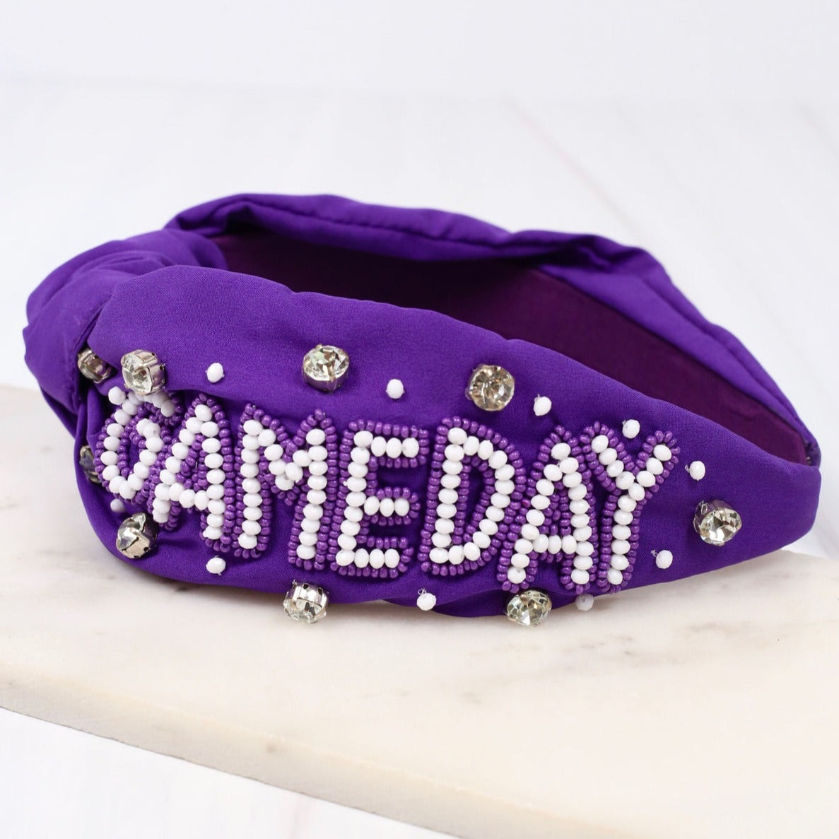 Game Day Embellished Headband | Purple White