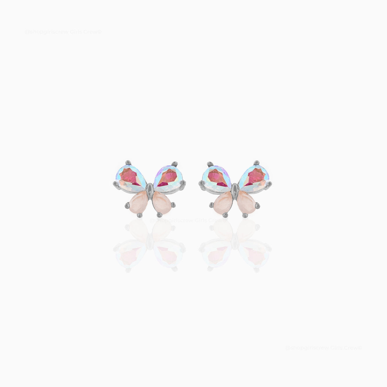 Kaleidoscope Butterfly Stud Earrings | Silver