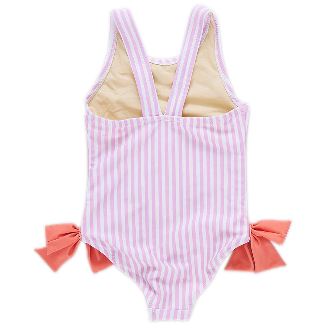Sutton Swimsuit | Pink Faux Embroidery Stripe