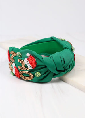 Ho Ho Ho Green Knot Headband'