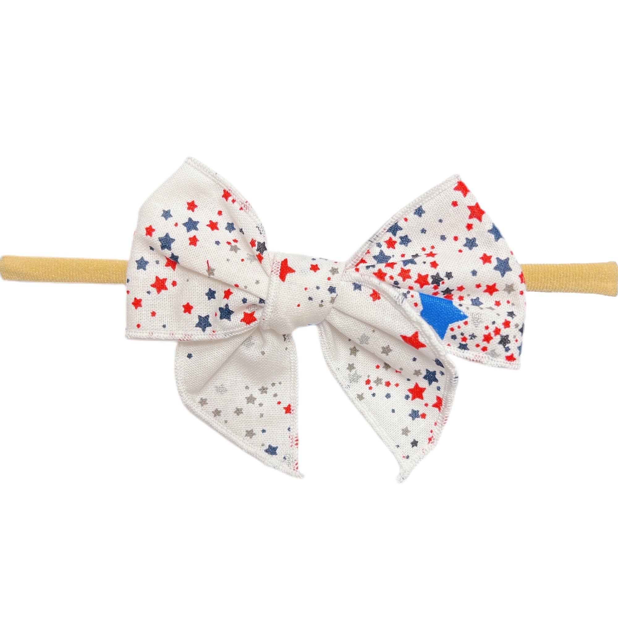 Red White and Blue Star Baby Girl Bow on Band