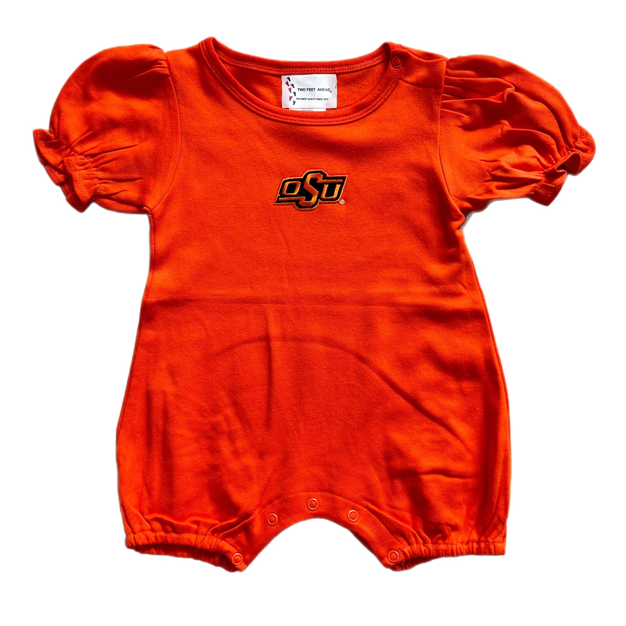 Infant Girls Ruffle Romper | Oklahoma State Orange
