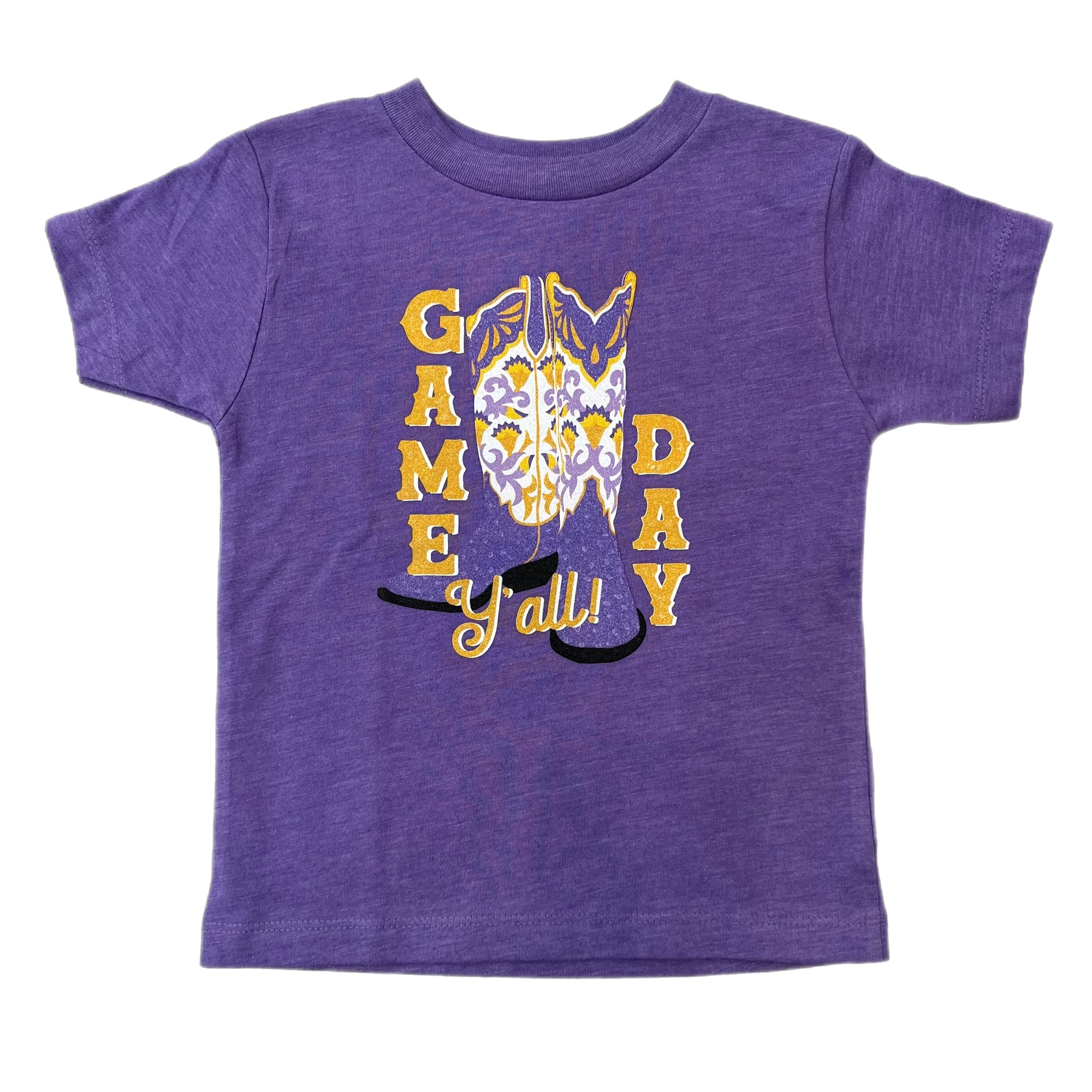 Game Day Y’all Boots Tee | Purple and Gold