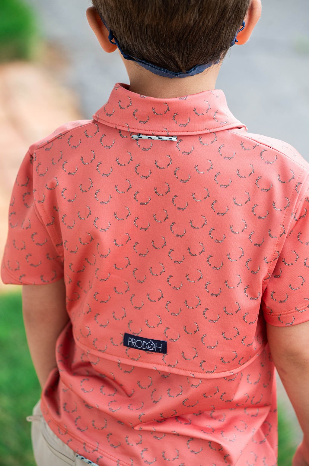 Short Sleeve Pro Performance Polo | Deer Antler Print on Orange