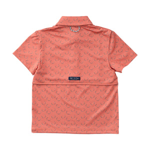 Short Sleeve Pro Performance Polo | Deer Antler Print on Orange