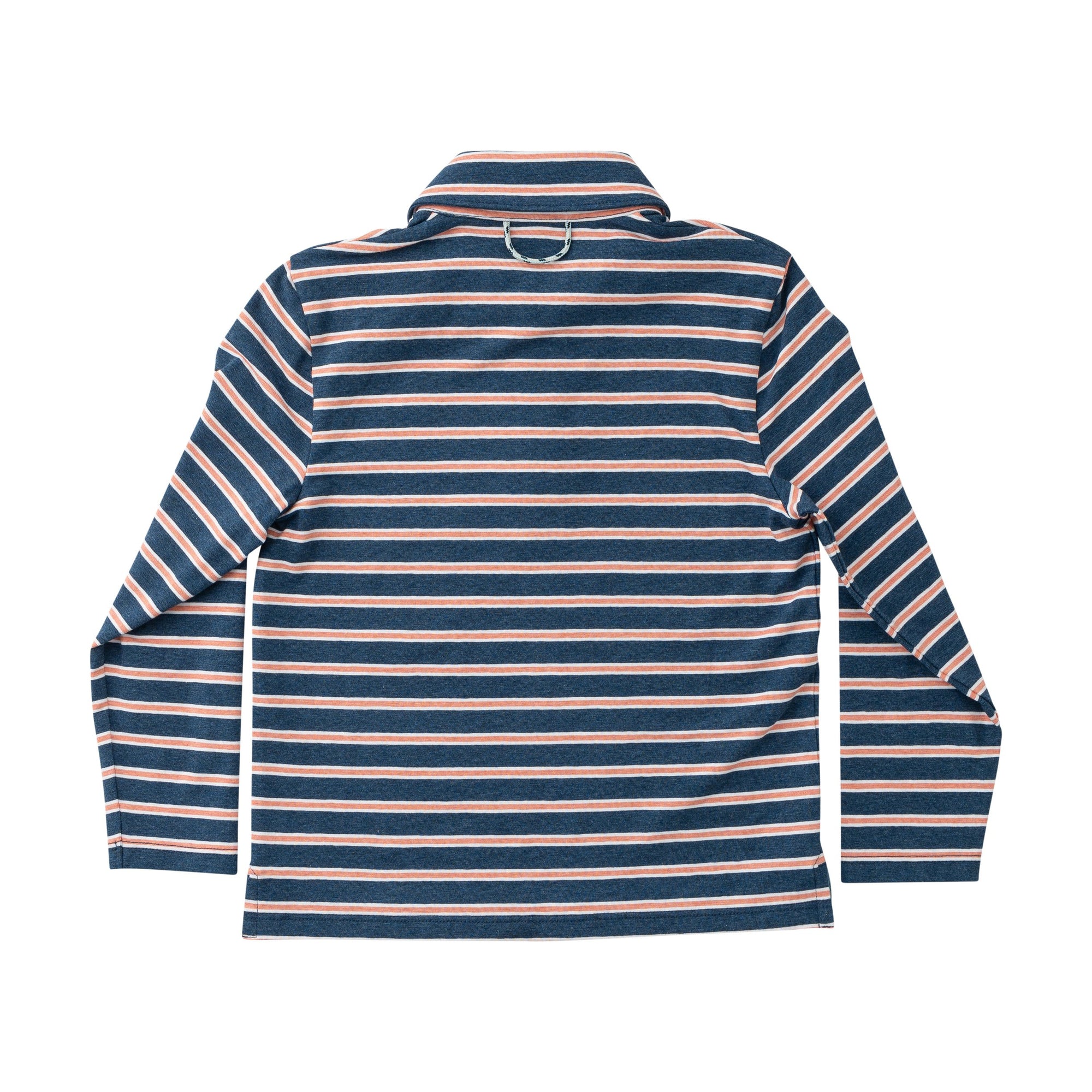 Long Sleeve Too Cool for School Cotton Polo | Dark Denim Faded Orange Stripe