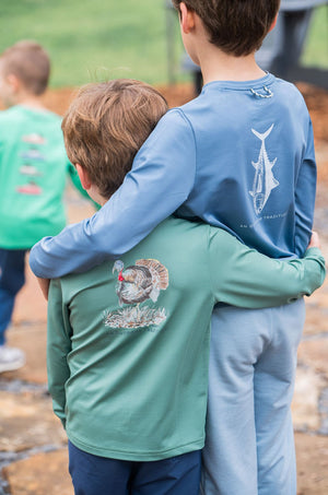 Pro Performance Long Sleeve T-shirt | Frosty Spruce with Turkey