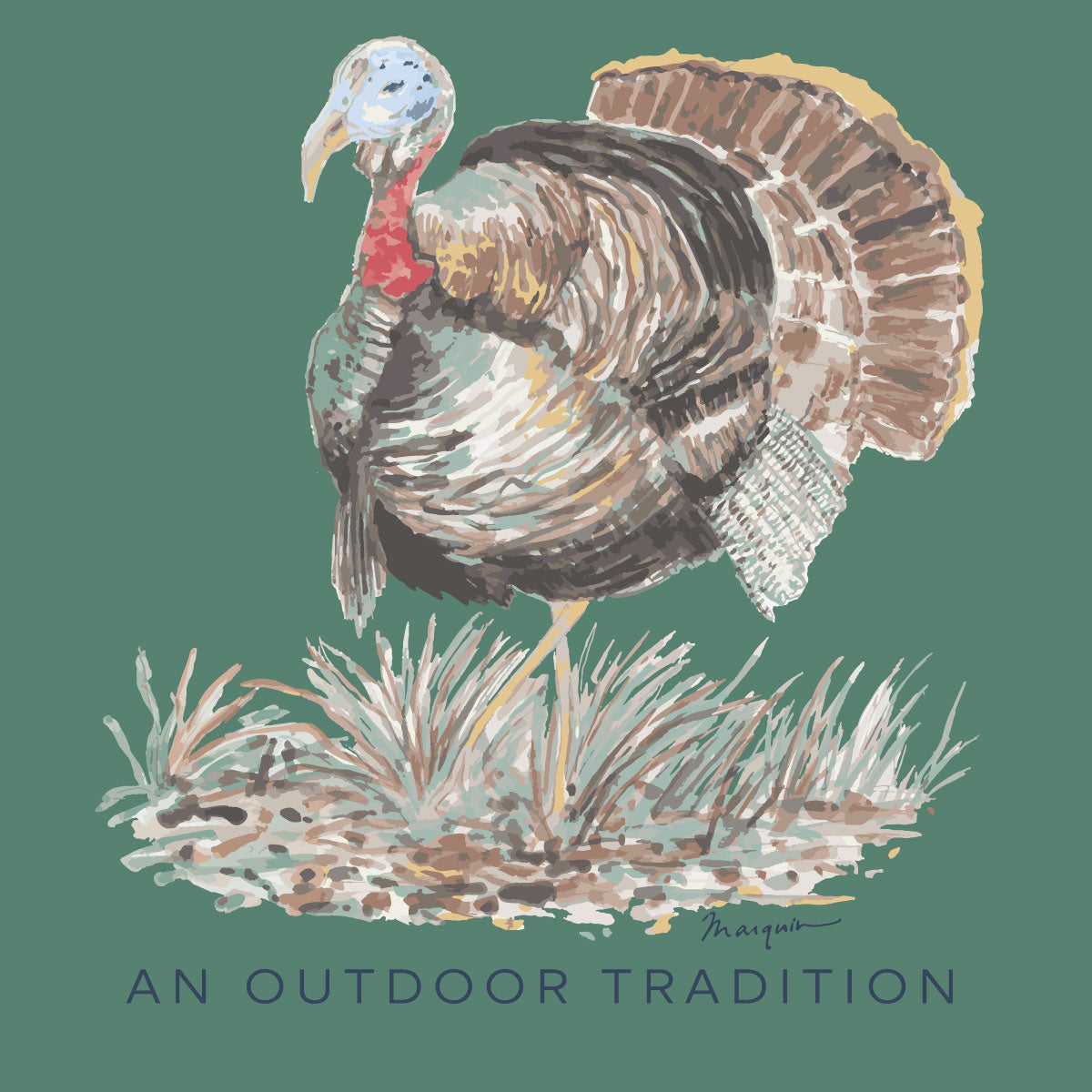 Pro Performance Long Sleeve T-shirt | Frosty Spruce with Turkey