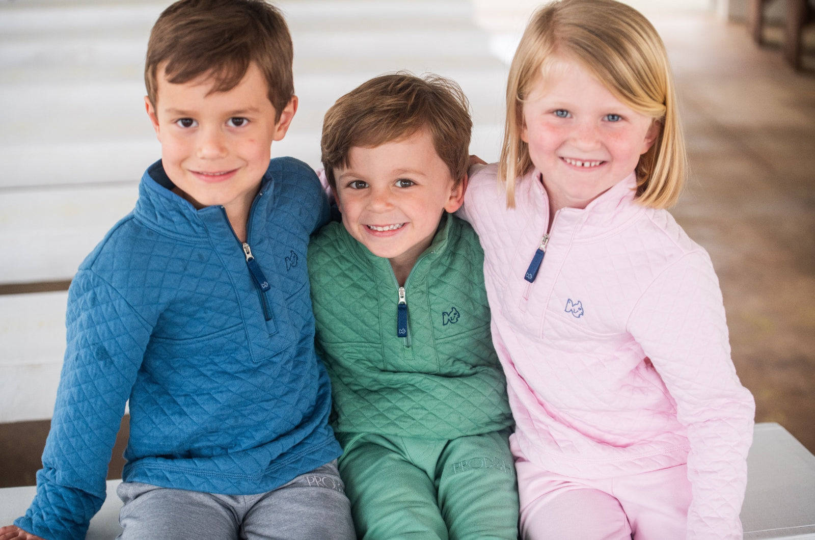 Quilted Zip Pullover | Copen Blue