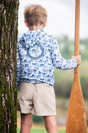 Pro Performance Hoodie T-shirt | Blue Break Point Camo with Logo