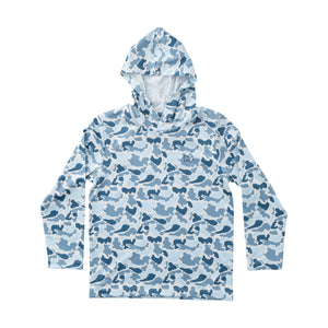 Pro Performance Hoodie T-shirt | Blue Break Point Camo with Logo