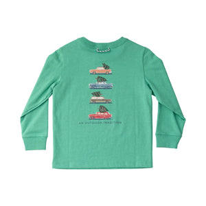 Pro Performance Long Sleeve T-shirt | Green Spruce with Christmas Tree Cars