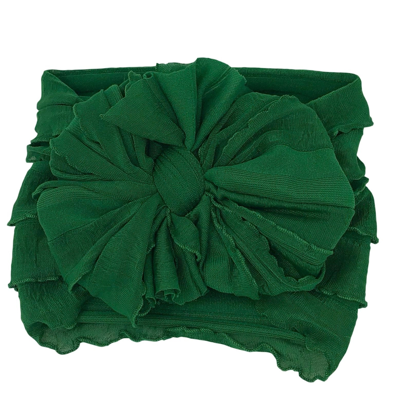Ruffled Bow Headband | Christmas Green
