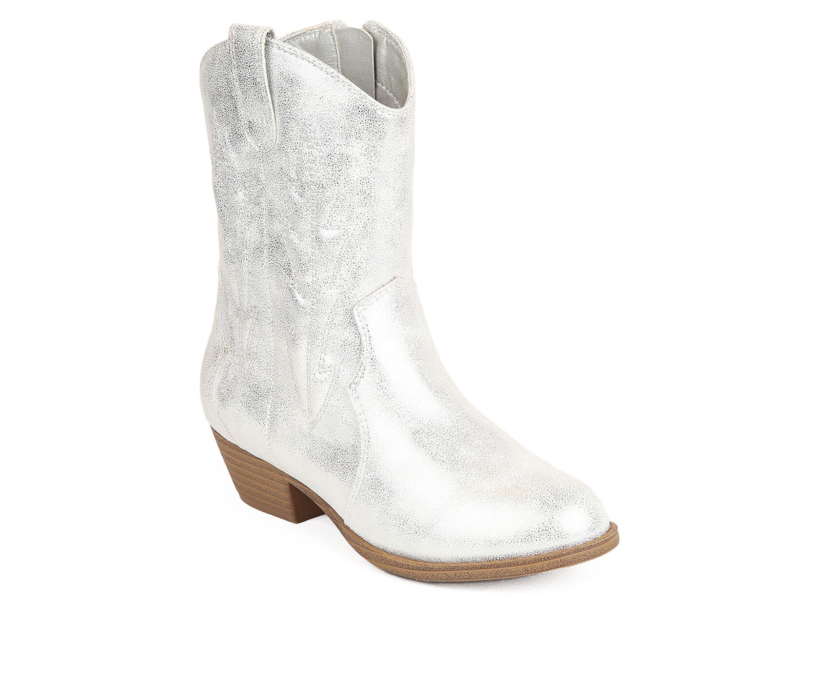 Girls Kasie Metallic White Cowgirl Boot