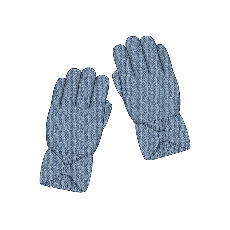 Girls Knit Bow Gloves | Heathered Bluebell