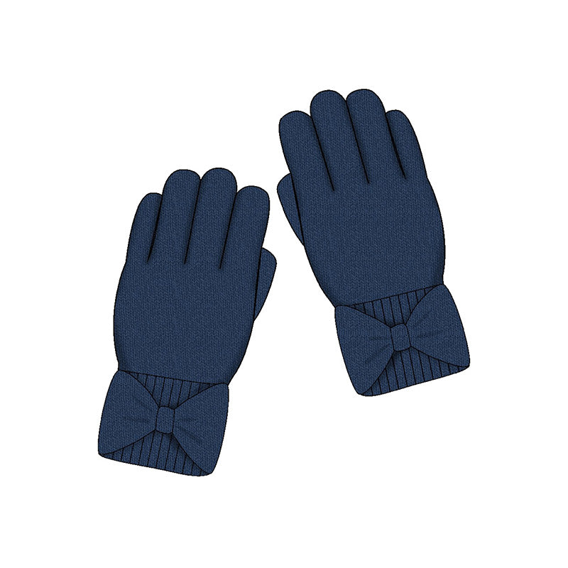 Girls Knit Bow Gloves | Navy