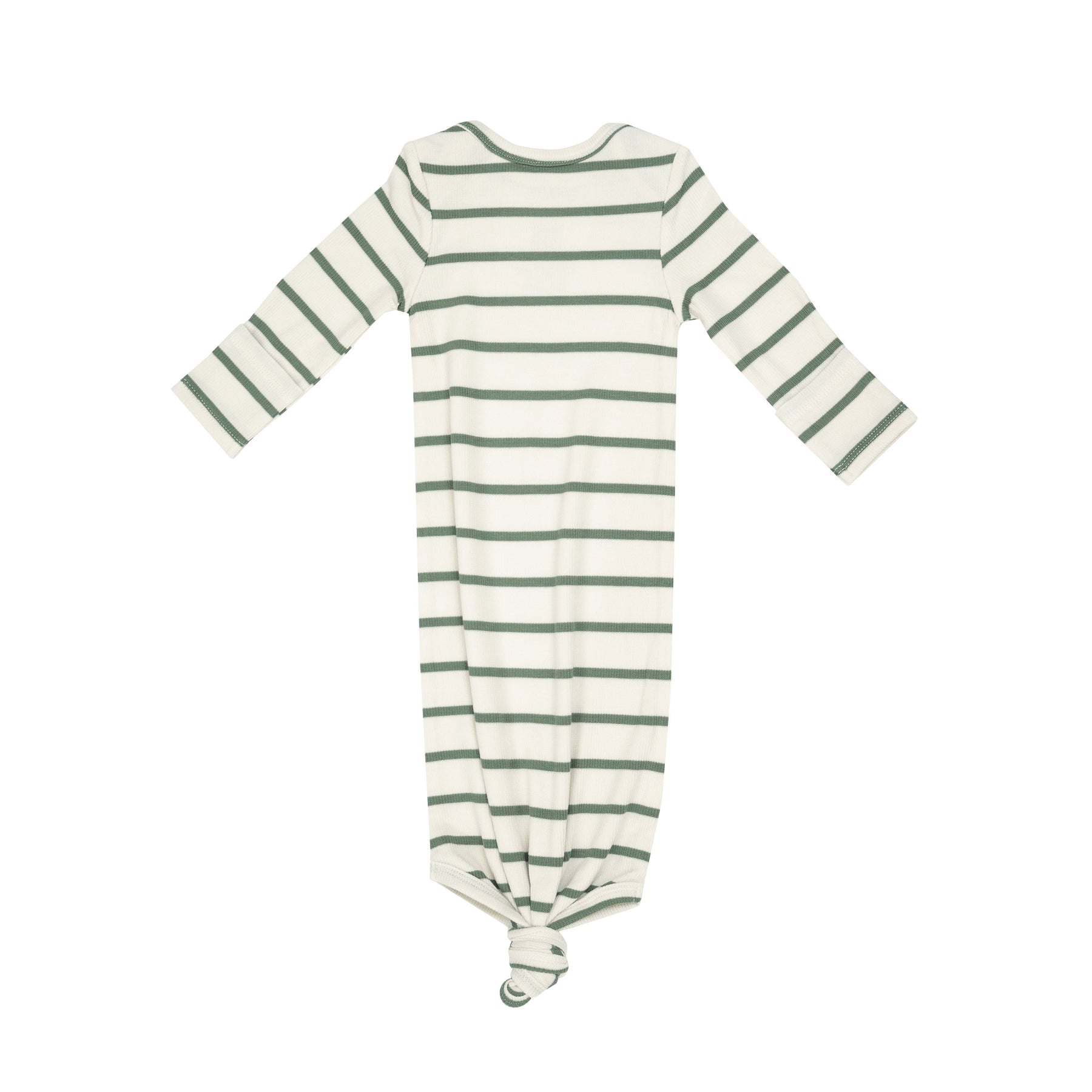 Oil Green Stripe Rib Modal Knotted Gown