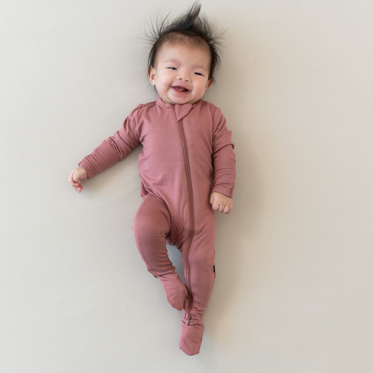 Bamboo Zippered Footie | Dusty Rose
