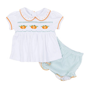 Lil' Pumpkin Classics Smocked Short Sleeve Diaper Cover Set