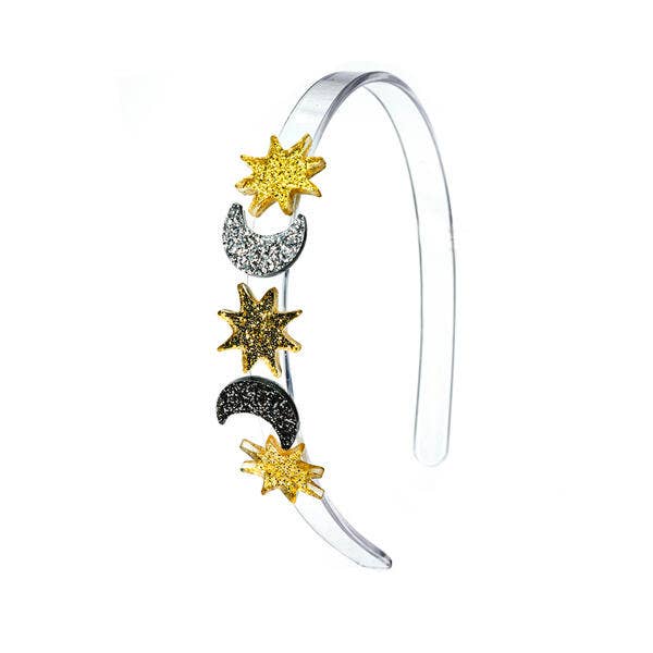 Celestial Glitter Star & Moon Acrylic Headband