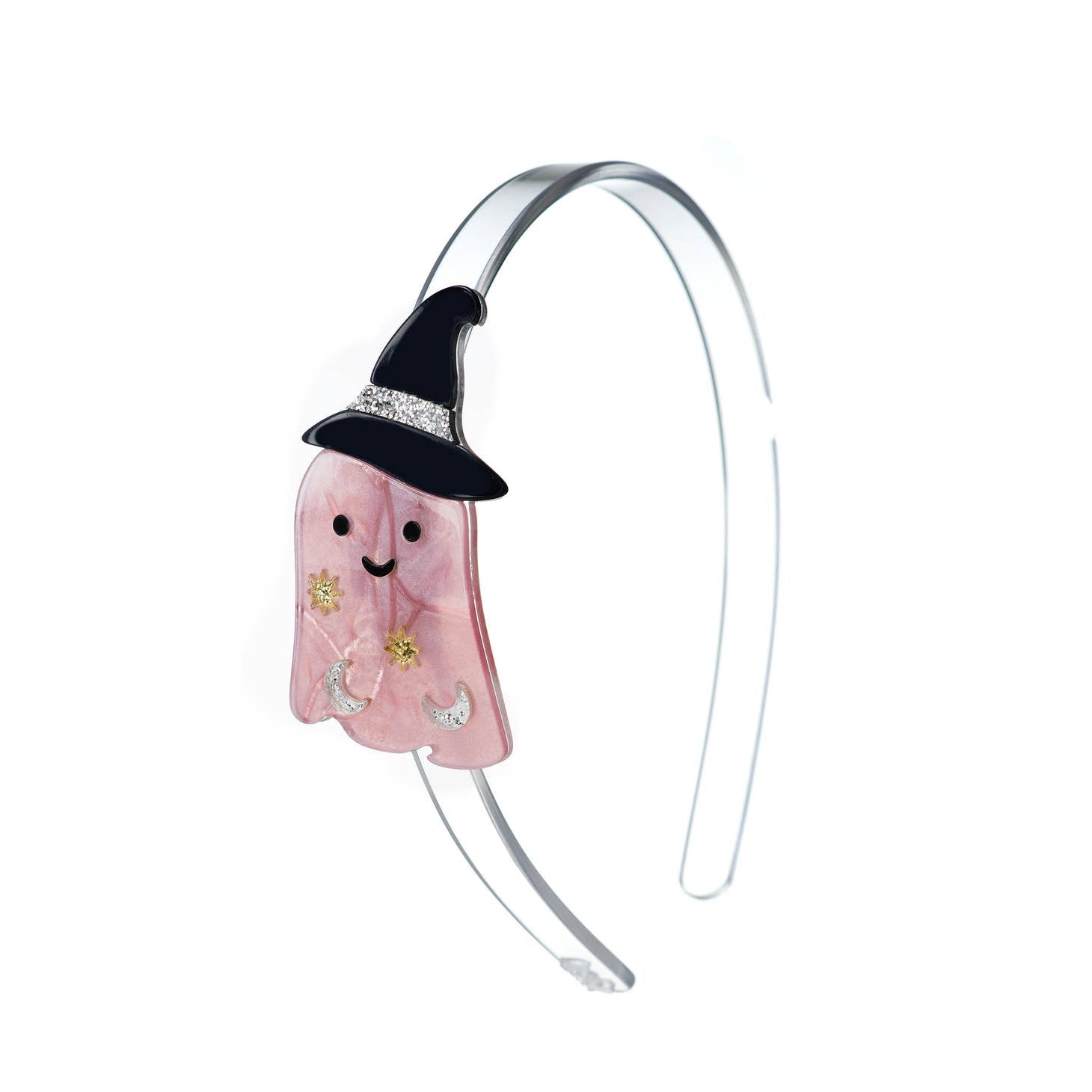 Ghost Witch Hat Pearlized Pink Acrylic Headband