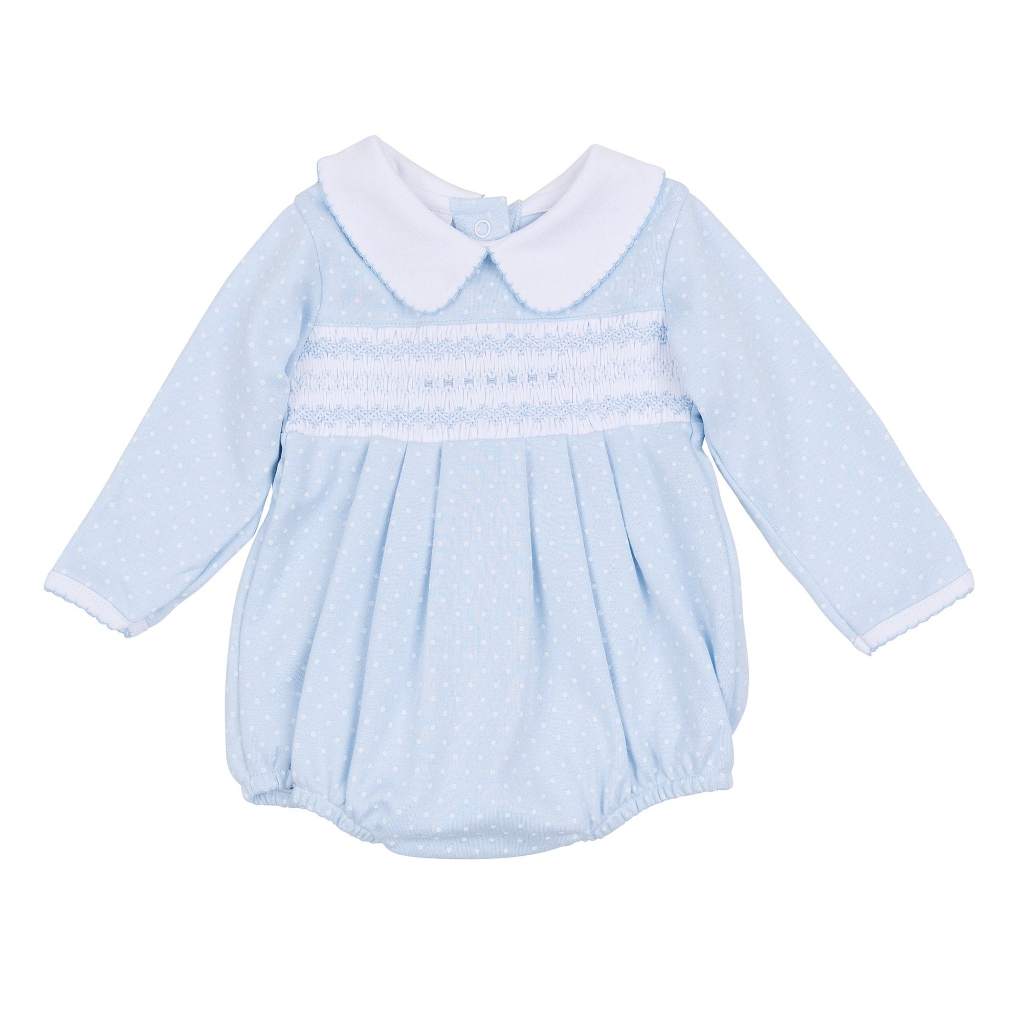 Luca's Smocked Collared Long Sleeve Bubble