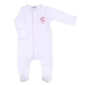 Carousel Embroidered Footie | Pink